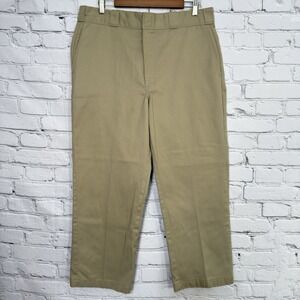 Vintage Dickies Work Pants‎ Men's 34x28 Khaki Workwear Twill Plain Front Grunge